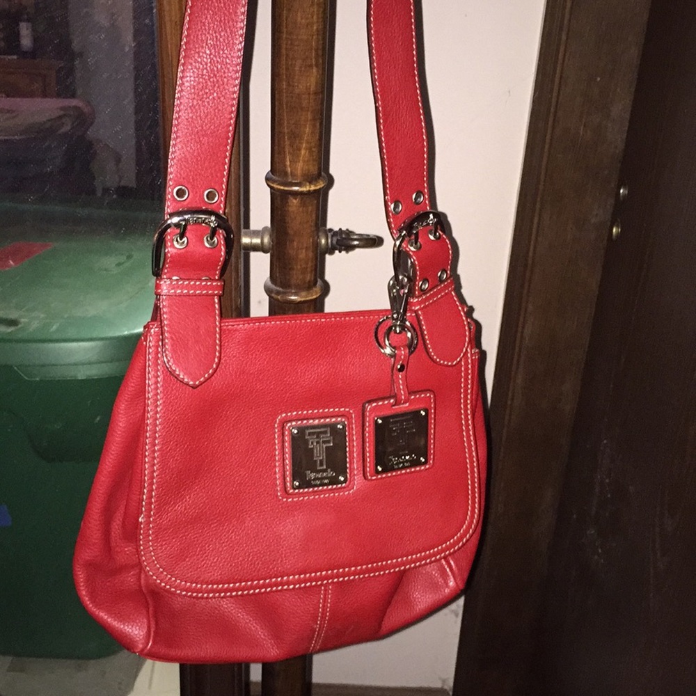 Tignanello Red leather shoulder bag.